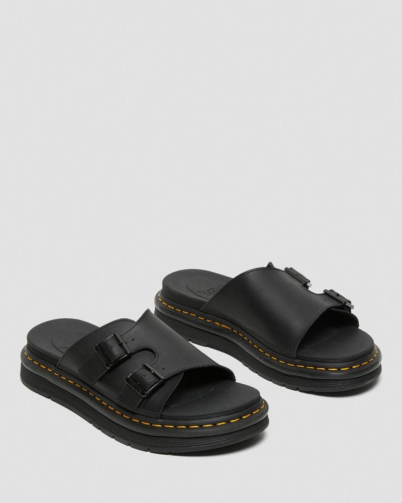 Sandalias Deslizantes Dr Martens Dax Men's Cuero Hombre Negros | MX 171BEX